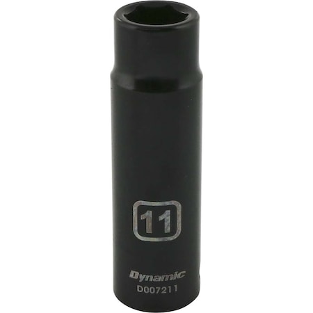 Dynamic 3/8" Drive Deep Socket, Black Phosphate, Tools 3/8" Drive 6 Point Metric, 11mm Deep Length D007211